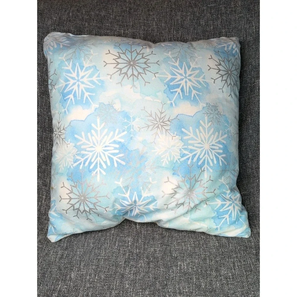 Handmade Patchwork Christmas Tree Pillow 16x16 White Accent Holiday Decor
